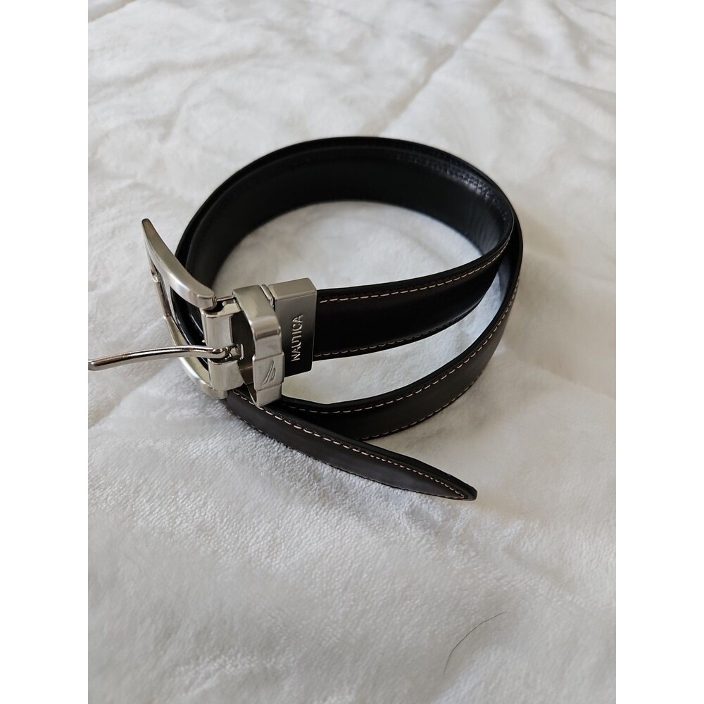 Nautica  Leather Reversible Dress  Belt Brown/Black Mens Sz 30"/75 X‎ 1  1/8"w